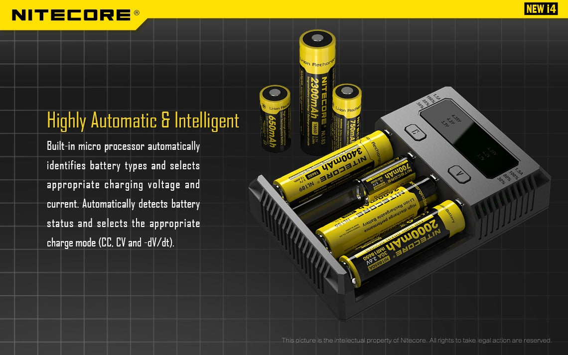 Nitecore New i4 18650 Charger AC / DC