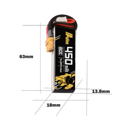 Auline 450mAh 2S 80C Lipo Battery