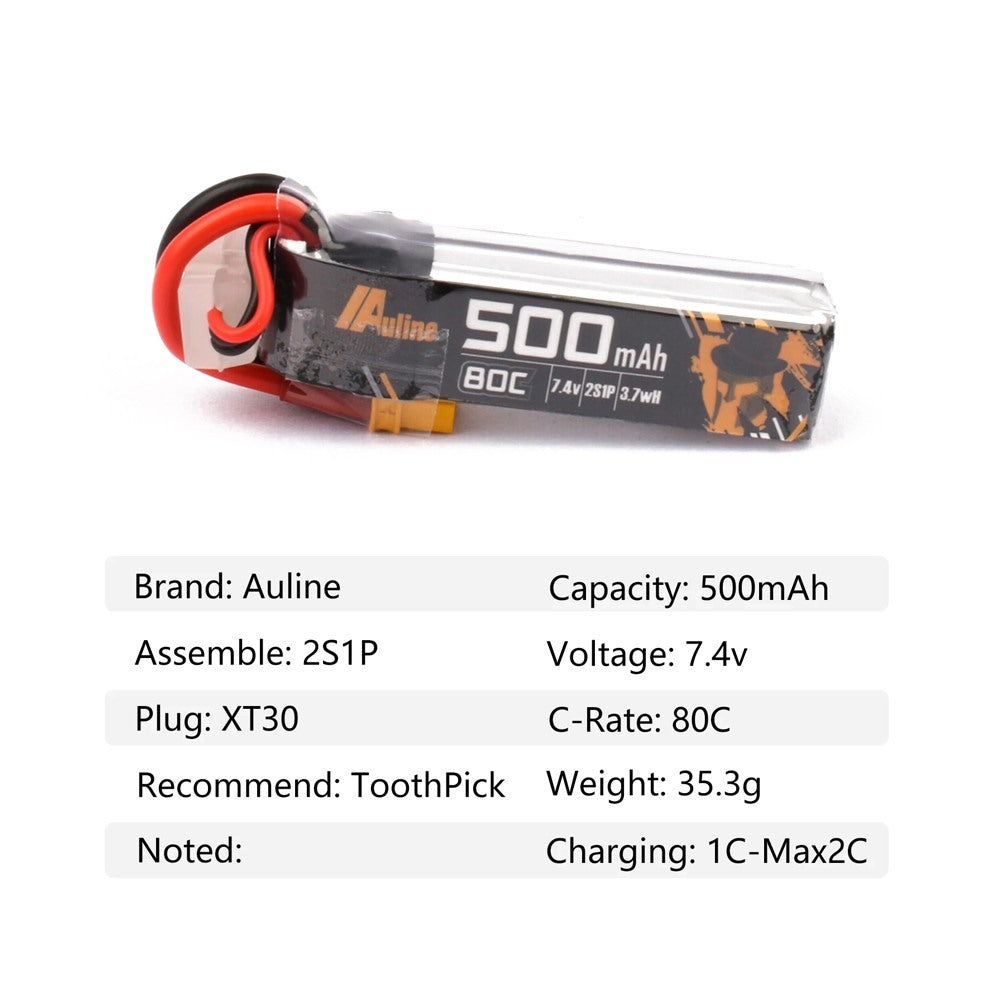 Auline 500mAh 2S 80C Lipo Battery