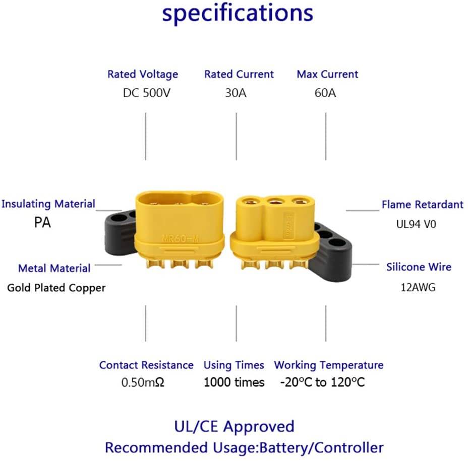 Amass MR60 connector plug female and male connector 3.5 bullet connector for motor ESC connection