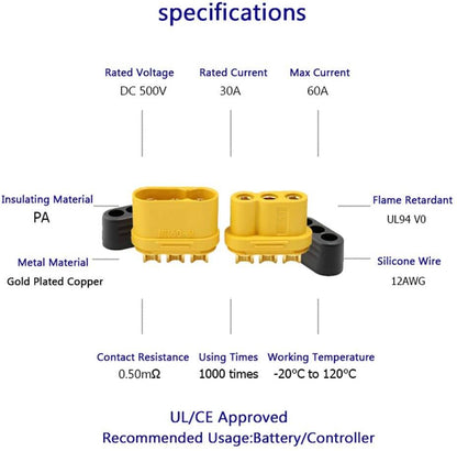 Amass MR60 connector plug female and male connector 3.5 bullet connector for motor ESC connection