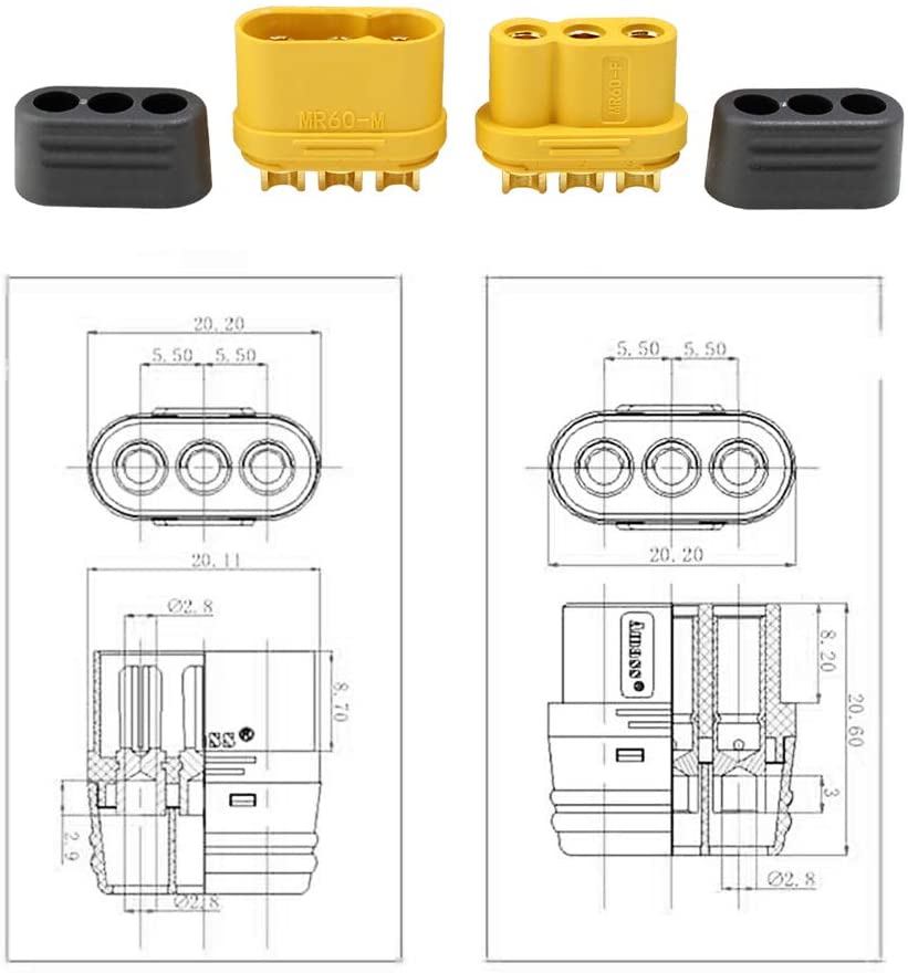 Amass MR60 connector plug female and male connector 3.5 bullet connector for motor ESC connection