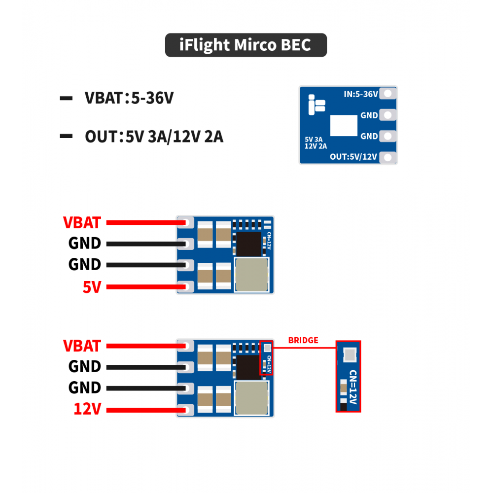 Micro 2-8S BEC - 5V/12V Output