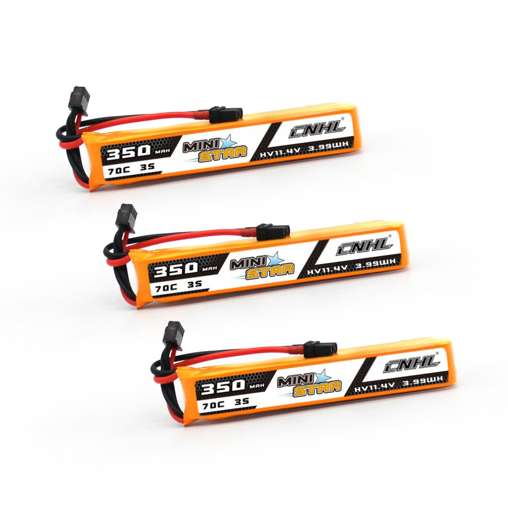 CNHL MiniStar HV 350mAh 11.4V 3S 70C Lipo Battery For FPV With XT30U Plug (3 Pack)