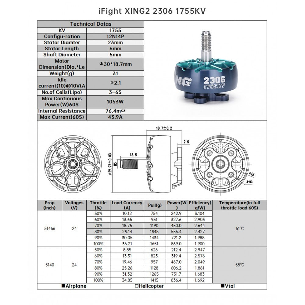 XING2 2306 1755kv 6S FPV Motor Unibell