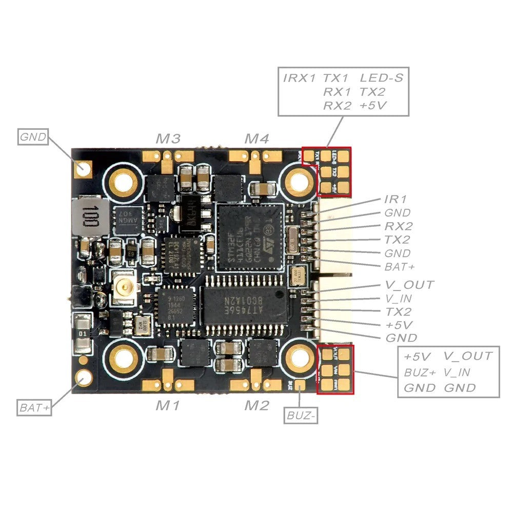 Happymodel ELRS X1 AIO 2-4S F4 Flight Controller Built-in 12A 4in1 ESC SPI ExpressLRS 2.4GHz Receiver for Toothpick RC Drone FPV Racing