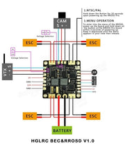HGLRC OSD V1 12V 5V 3A BEC OSD Power Distribution Board