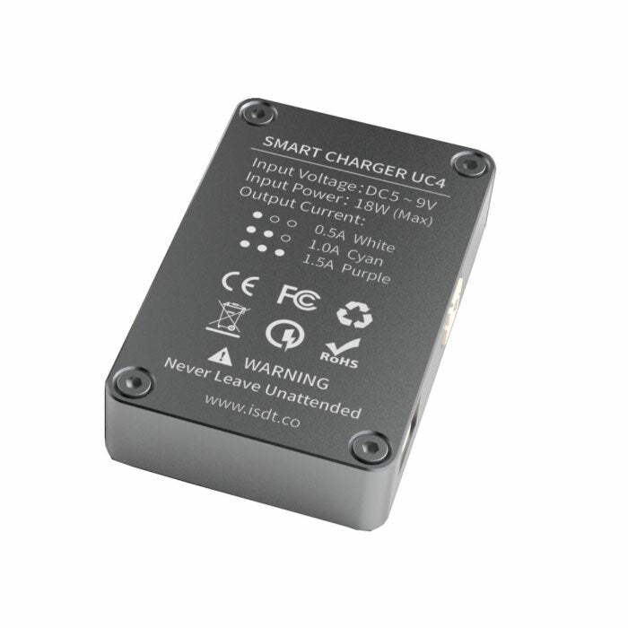 iSDT UC4 18W 4 x 1.5A 1S Smart Battery Charger PH2.0 Output USB C