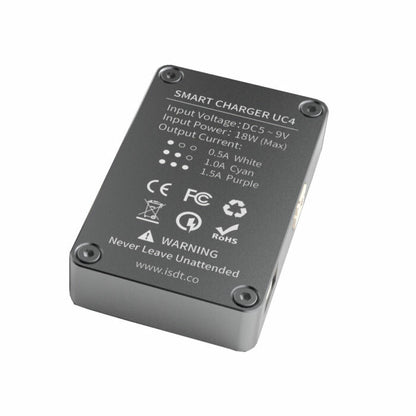iSDT UC4 18W 4 x 1.5A 1S Smart Battery Charger PH2.0 Output USB C