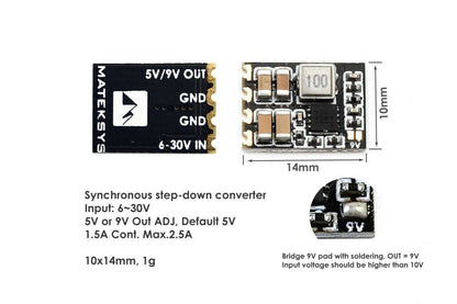Matek Micro BEC 6-30V to 5V/9V-ADJ 3pc