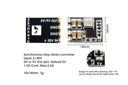 Matek Micro BEC 6-30V to 5V/9V-ADJ 3pc