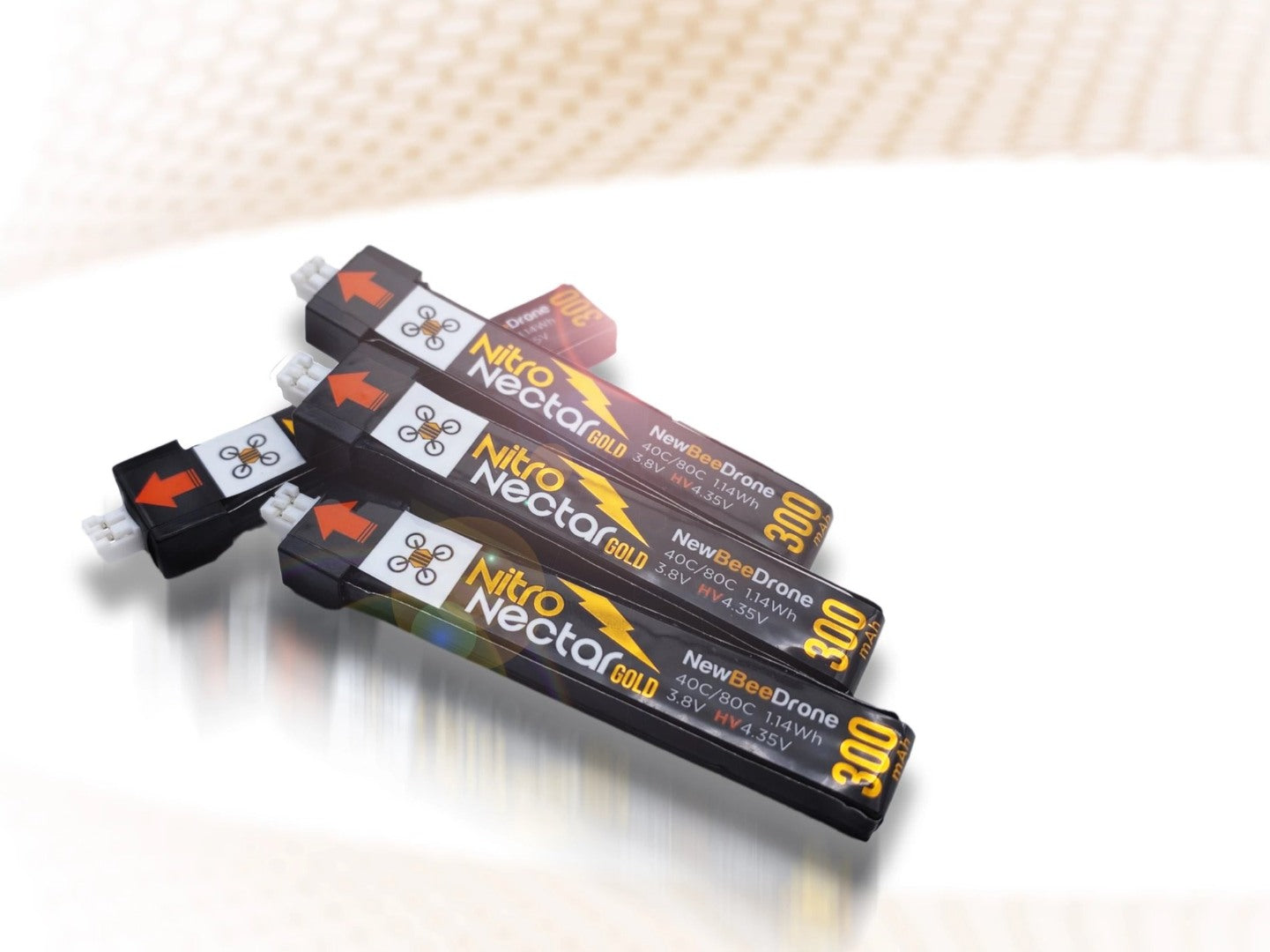 NewBeeDrone Nitro Nectar Gold 300mAh 1S HV LiPo Battery (4 Pack)