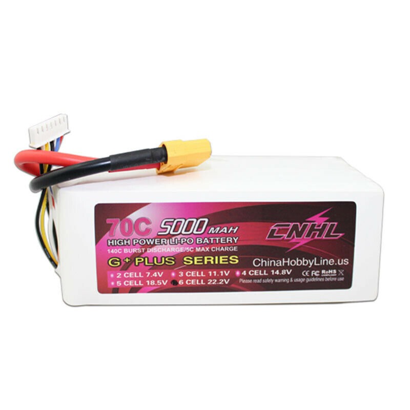 CNHL G+PLUS 5000mAh 22.2V 6S 55C Lipo Battery with xt90 plug