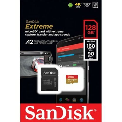 SanDisk Extreme 128GB U3 UHS-I Class 10 microSDXC Card w/SD Adaptor