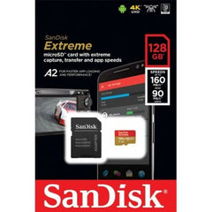 SanDisk Extreme 128GB U3 UHS-I Class 10 microSDXC Card w/SD Adaptor