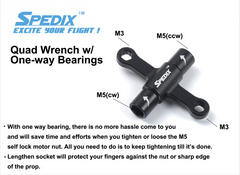 Spedix Quad Wrench w / One-way Bearings