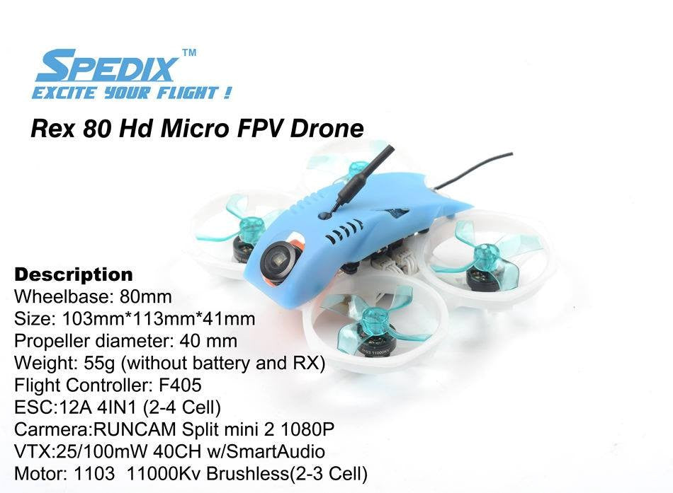 Spedix Rex HD 80mm Micro Brushless FPV Racing Drone BNF